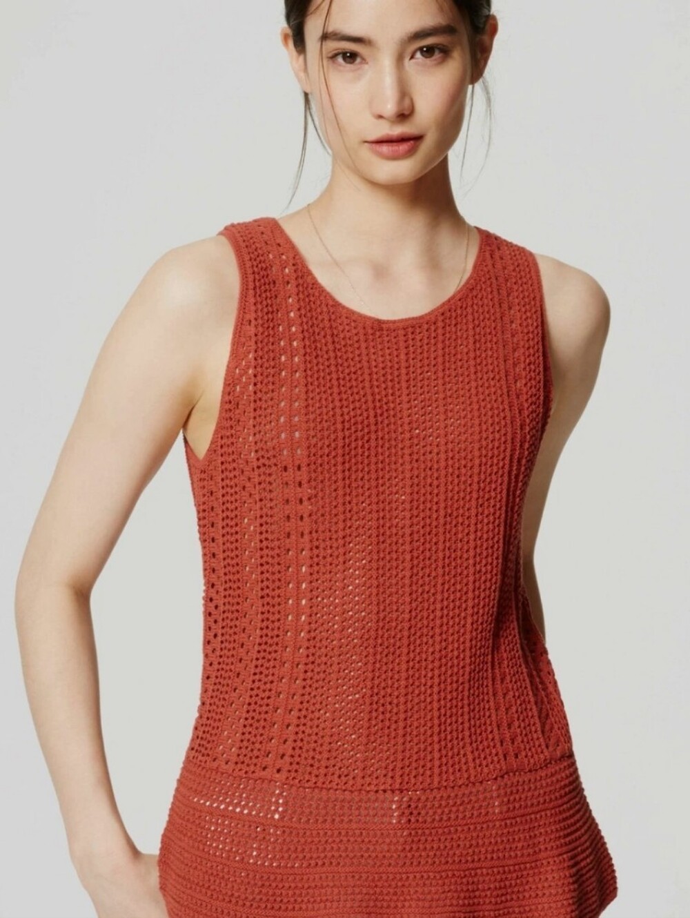 100% Cotton LOFT Sweater Vest, Rust, M